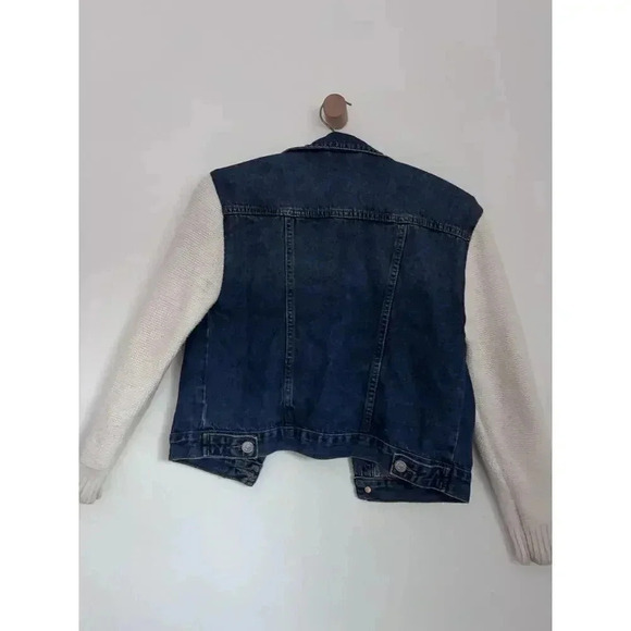 7 For All Mankind Size Medium Denim And Knit Sleeves Jacket - Picture 6 of 9